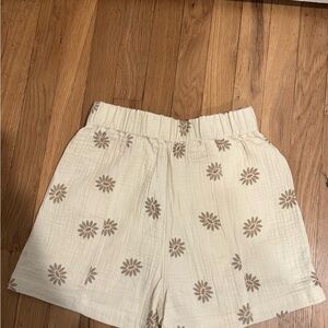 Madewell Cream and Brown Floral Fabric Shorts Summer Flowers